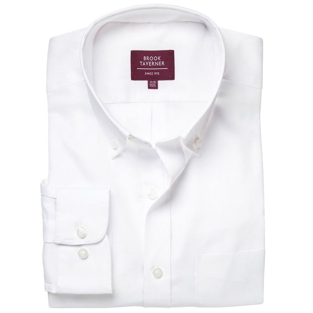 Brook Taverner Mens Whistler Long-Sleeved Formal Shirt / White
